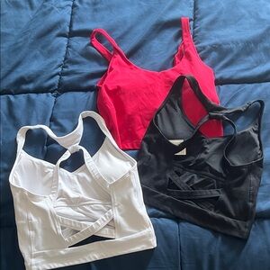 Women's workout tops - Red, White, and Black